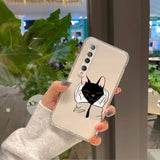 a woman holding up a phone case with a cat on it