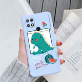 a woman holding a phone case with a dinosaur on it