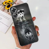 a person holding a phone case with a dog on it