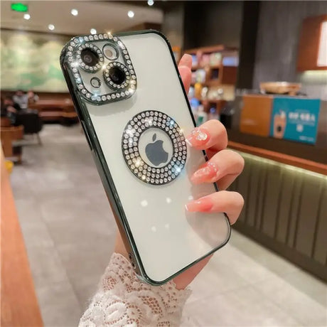 a woman holding a phone case with a ring on it