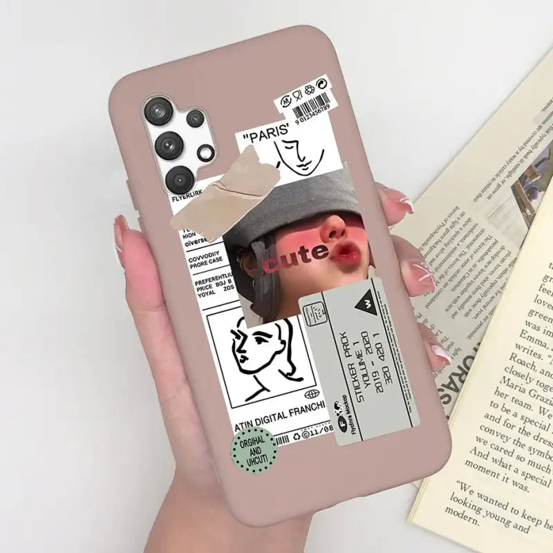 a person holding a phone case with a picture of a woman