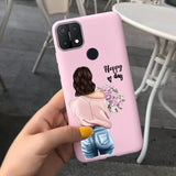 a girl with flowers on her back phone case
