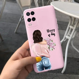 a girl with flowers on her back phone case