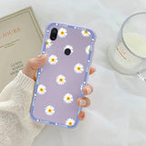 purple daisy phone case with white flowers on it