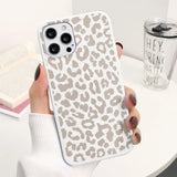 the leopard print iphone case is shown in a white background