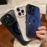 a woman holding an iphone case with a camera