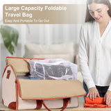 woman packing a large capacity travel bag on a table