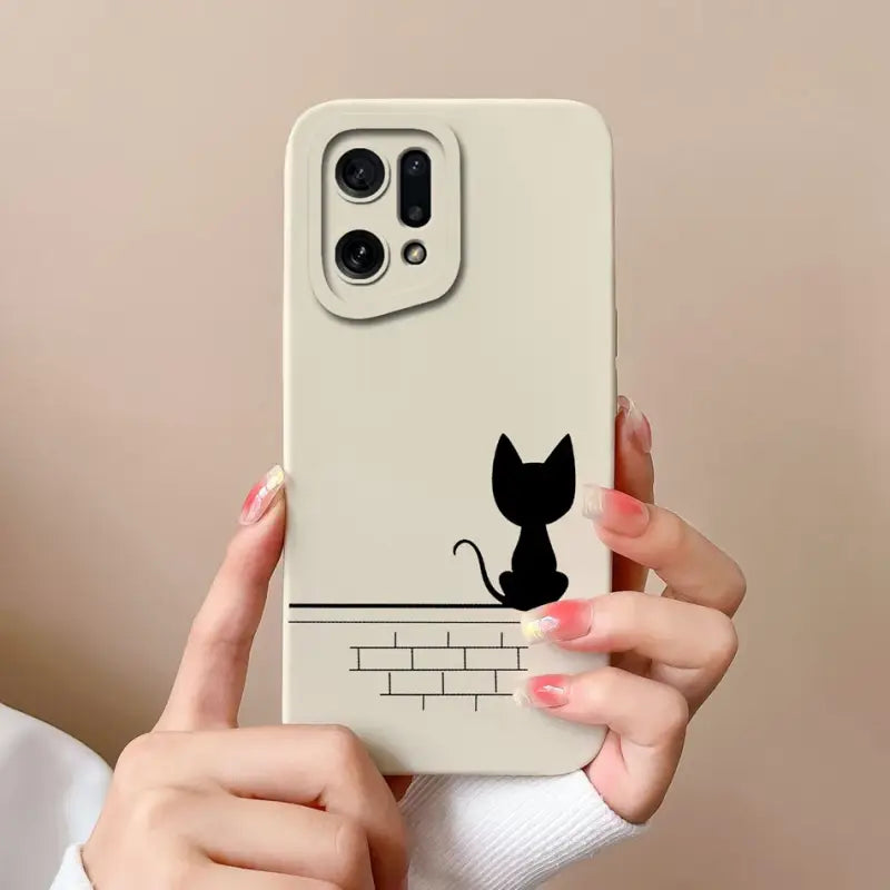 a woman holding a phone case with a cat on it