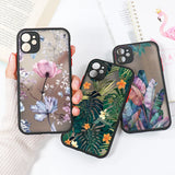 Luxury Opaque Flower Design Phone Cases For iPhone 15 14 13 12 11 Pro Max Soft TPU Shockproof Cover