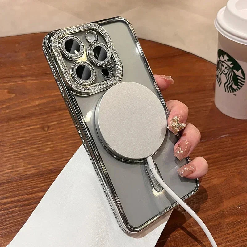 a woman holding a phone case with a phone holder