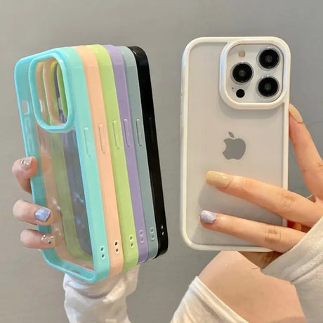 A woman holding a phone case with a phone in it