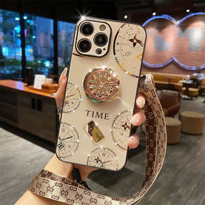 a woman holding a phone case with a watch on it