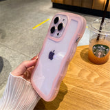 Cute Wavy Curly Clear Phone Case For iPhone 15 Pro Max 14 13 12 11 XS XR X 7 8 Plus Mini 6S Candy Soft Silicone Shockproof Cover