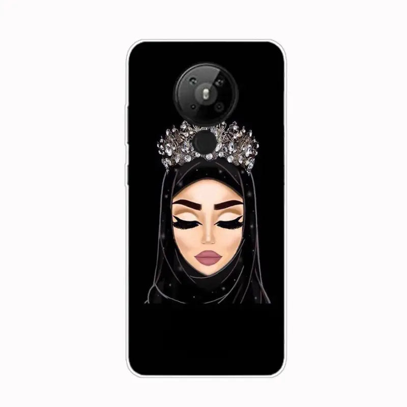 a woman wearing a crown on her head phone case