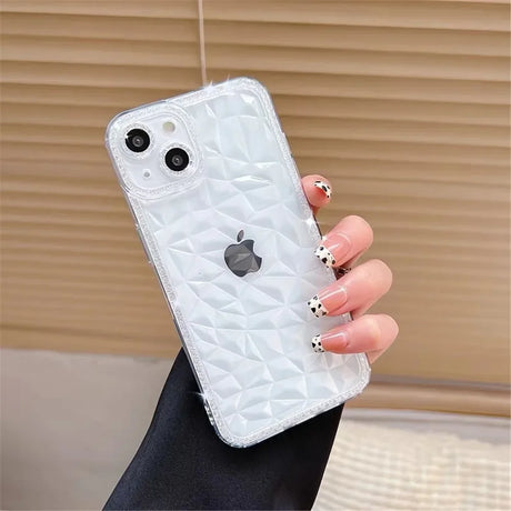 a woman holding a white iphone case