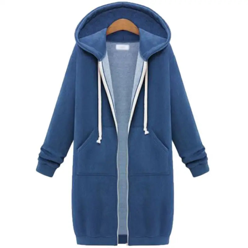 a blue hoodedie jacket with a white hoodie