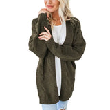 olive green cable knit cardigan sweater