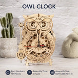 the owl clock is made from wood and features a mechanical mechanism