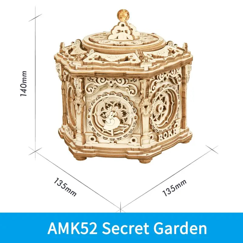 the golden clock shaped box is made from wood and has a decorative design