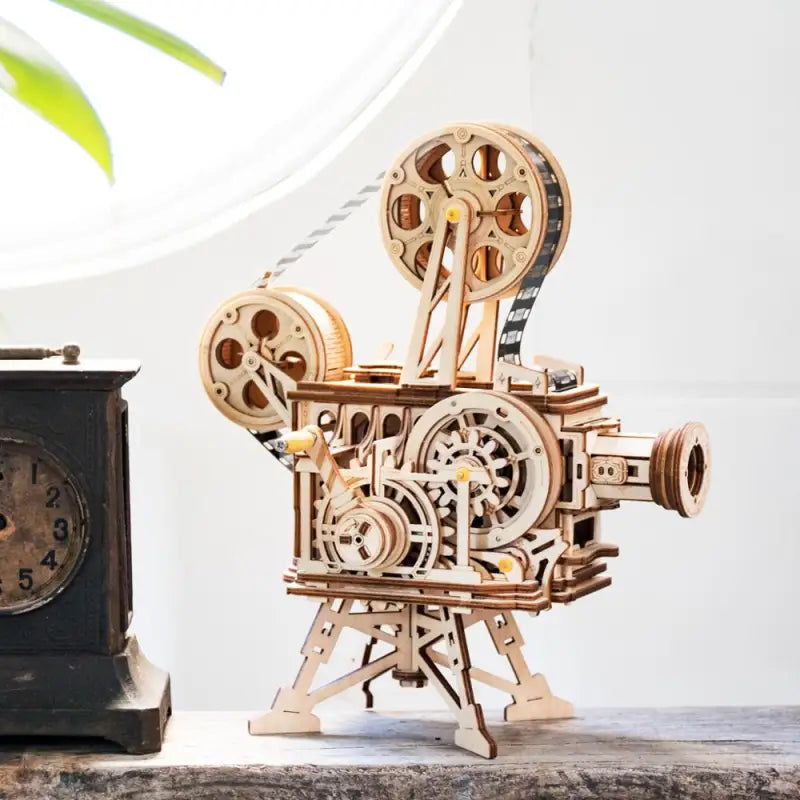 a clock made out of wood and a clock