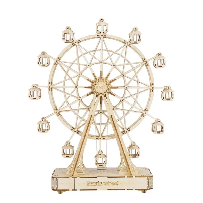 a wooden ferris with a ferris wheel on top