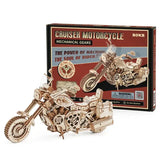 a wooden model of a motorcycle with a box