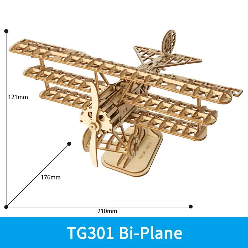 a wooden model of a plane with a propeller