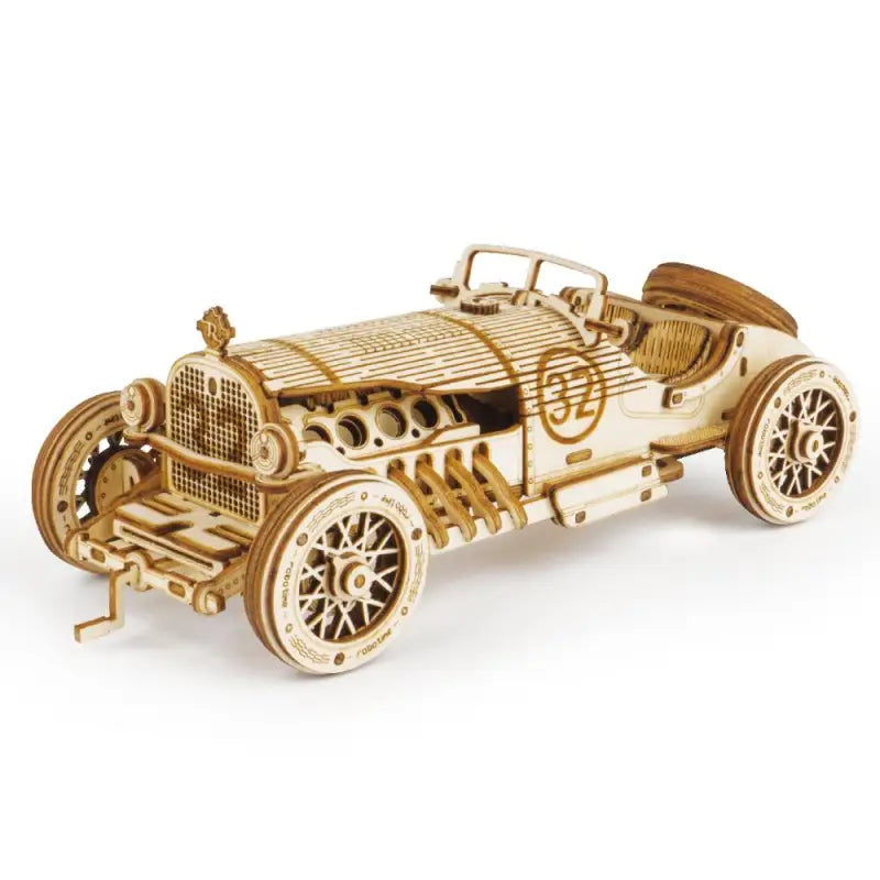 a wooden model of a car