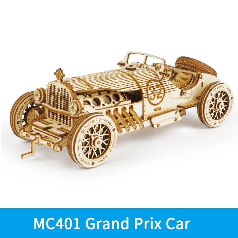 a wooden model of a car