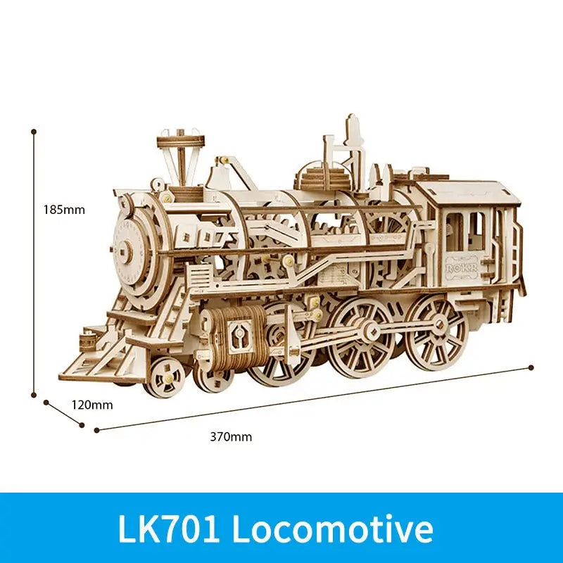 a wooden model of a steam locomotive