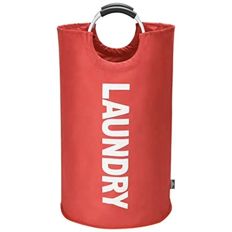 a red dry bag with the word laundry on it