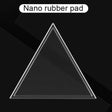 a triangle with the word’no rubber pad’in it