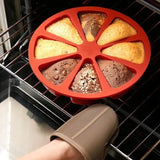 a person putting a pie in an oven