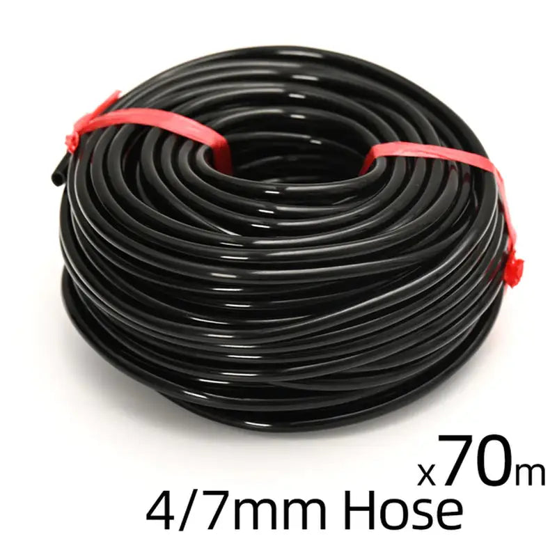 a black rubber hose with red rubber bands