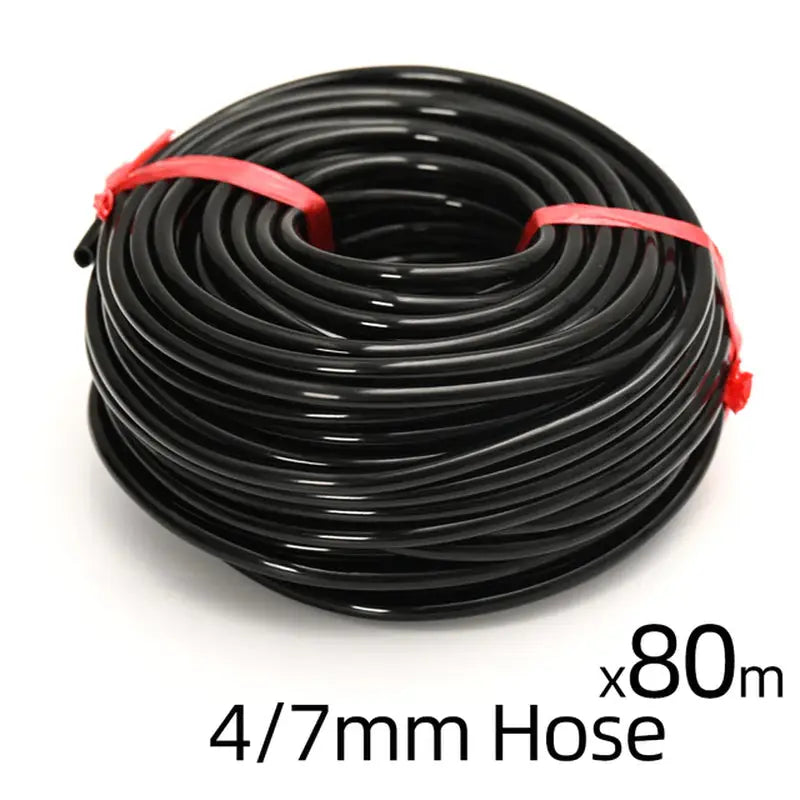 a black rubber hose with red rubber bands