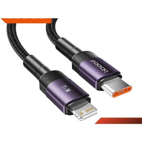 a close up of a purple and black cable connected to a usb cable