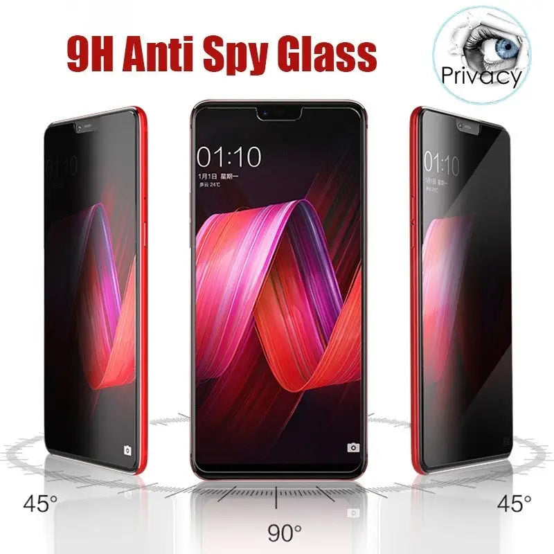 the red oneple smartphone with the text 9hhv glass