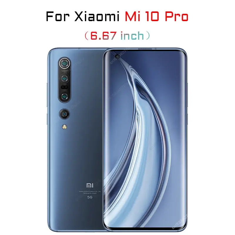 the xiao mi 10 pro smartphone with a blue screen
