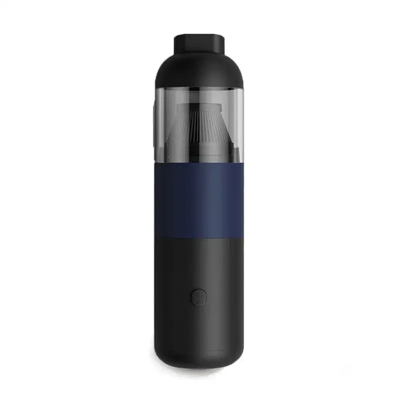 the black and blue bottle is shown with a black lid