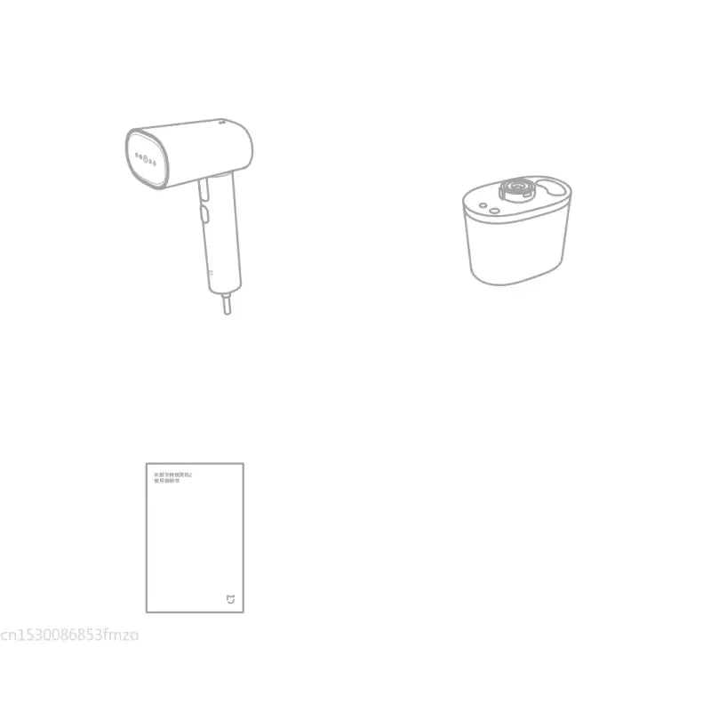 a drawing of a toilet, a bucket, a hair dryer and a paper