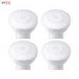 four white knobs with a white cover on a white background