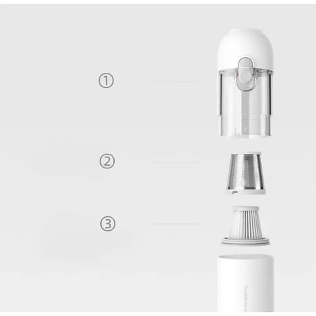 a close up of a white electric toothbrush with a number of different parts