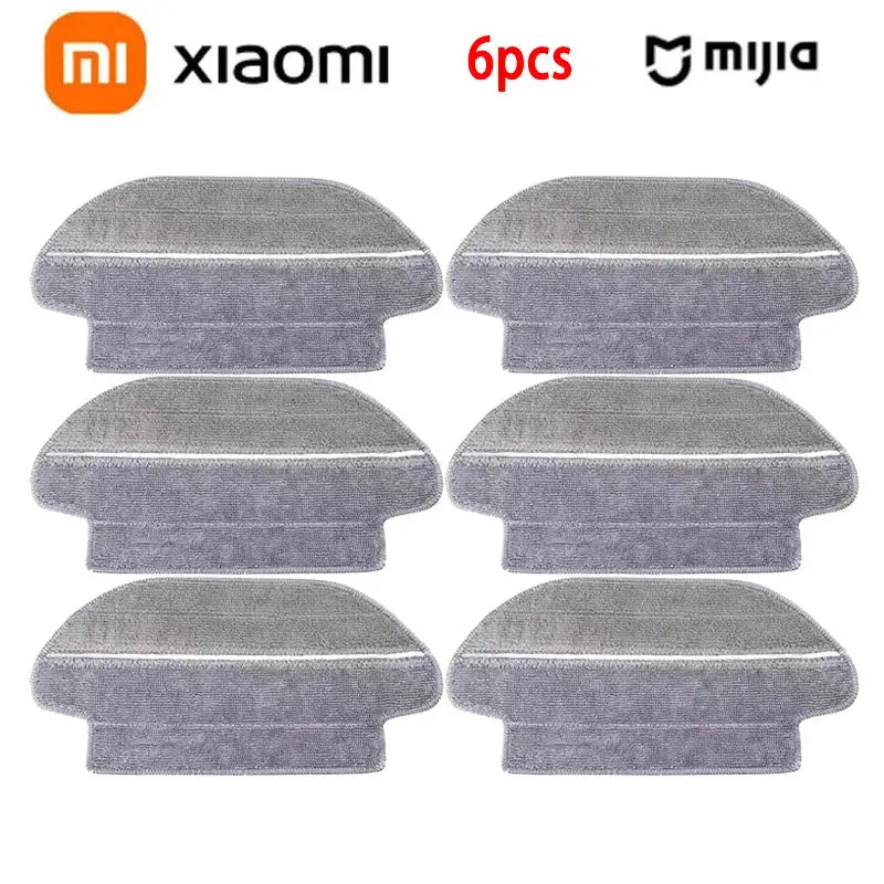 six pieces of gray pads with a white background and a red one