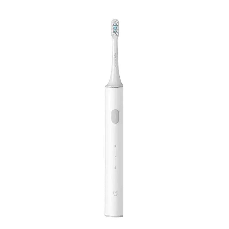 a white toothbrush with a tooth brush
