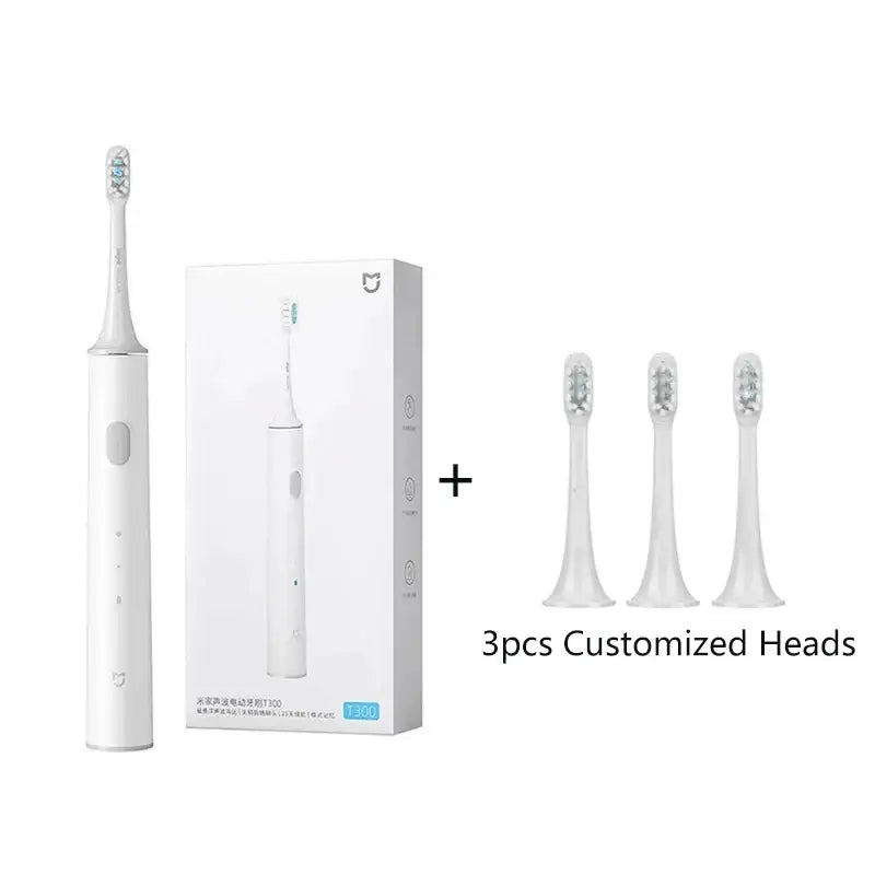 the toothbrush is a white and has three different sizes