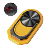 yellow and black button with a red light and a black button