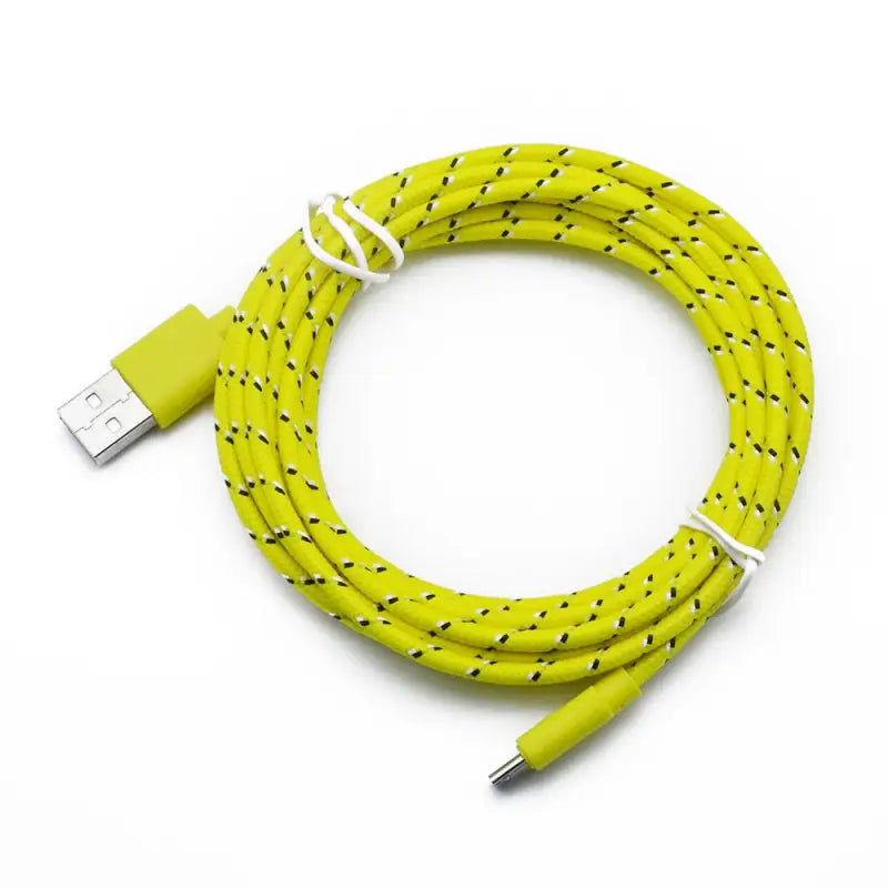 a close up of a yellow cable connected to a usb device