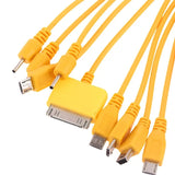 a close up of a bunch of yellow cables connected to a computer