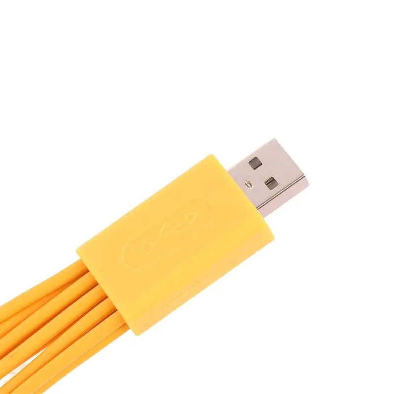 a yellow usb cable with a white background