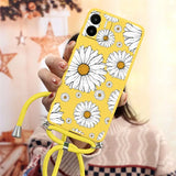 yellow daisy phone case with yellow cord